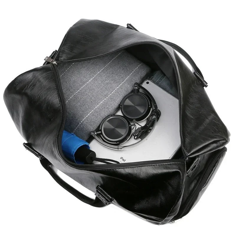 Leather Gym Bag for Men - Sports, Training, Fitness, Yoga, and Travel Shoulder Luggage