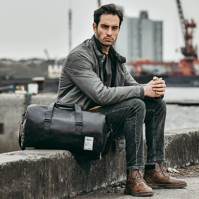 Leather Gym Bag for Men - Sports, Training, Fitness, Yoga, and Travel Shoulder Luggage