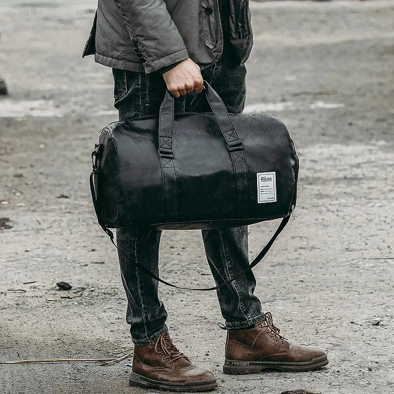Leather Gym Bag for Men - Sports, Training, Fitness, Yoga, and Travel Shoulder Luggage